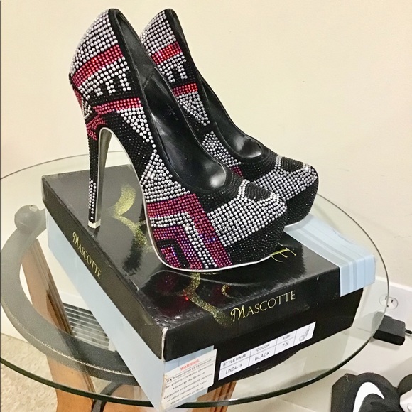 Mascotte Shoes - Rhinestone studded heels size 7.5 women